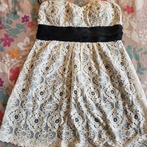 Ivory and black lace dress